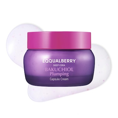 Eqqualberry Bakuchiol Plumping Capsule Cream - Retinol Alternative Moisturizer For Firming And Pore Care With 99% Pure Bakuchiol, 5 Types Of Collagen &amp; Ceramide Complex, 1.69 fl.oz / 50ml