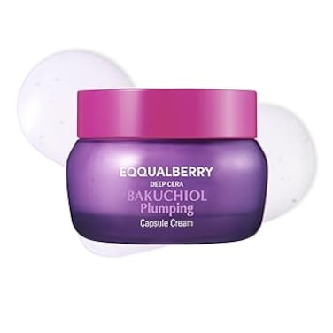 Eqqualberry Bakuchiol Plumping Capsule Cream - Retinol Alternative Moisturizer For Firming And Pore Care With 99% Pure Bakuchiol, 5 Types Of Collagen &amp; Ceramide Complex, 1.69 fl.oz / 50ml