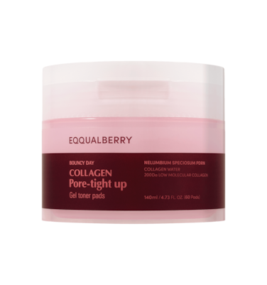 EQQUALBERRY COLLAGEN PORE-TIGHT UP GEL TONER PADS 140ML/60PADS