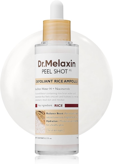 Dr.Melaxin Peel Shot Glow White Rice Peeling Ampoule, Soft Exfoliating Face and Body Scrub Dead Skin Cells Remover for All Skin Types korean skin care 80ml
