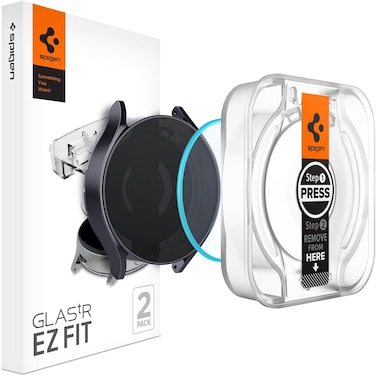 Spigen GLAStR EZ Fit [2-Pack] designed for Samsung Galaxy Watch 6 (44mm) Tempered Glass Screen Protector with Auto Align technology install kit - 2 PACK