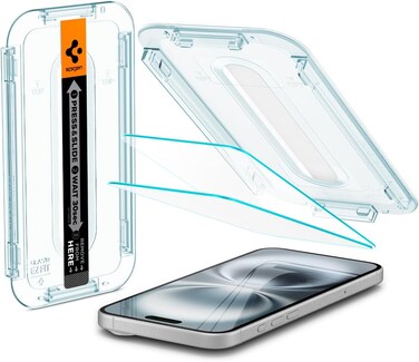 Spigen GLAStR EZ FIT designed for iPhone 16 PLUS (2024) / iPhone 15 PLUS Screen Protector (2023) Premium Tempered Glass - Case Friendly with Sensor Protection [2 PACK]