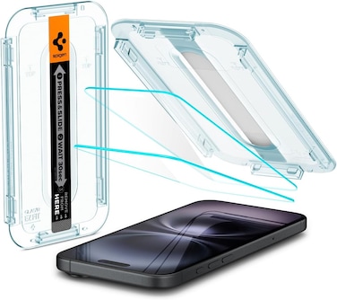 Spigen GLAStR EZ FIT designed for iPhone 16 / iPhone 15 Screen Protector (2023) Premium Tempered Glass - Case Friendly with Sensor Protection [2 PACK]