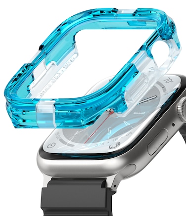 Ringke - Apple Watch 9 / 8 / 7 45mm, SE 2022 / SE / 6 / 5 /4 44mm Case Cover Fusion Bumper Neon Blue