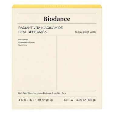 Biodance Radiant Vita Niacinamide Real Deep Facial Sheet Mask, Pack of 4's