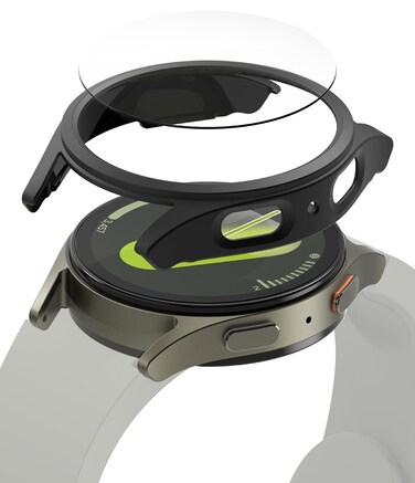 Ringke - Samsung Galaxy Watch 7 44mm Case + Tempared Glass Sceen Protector [Combo] - Matte Black