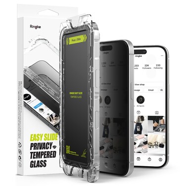 Ringke - iPhone 16 Pro Max Screen Protector,Easy Slide Privacy Tempered Glass,2 Pack, W Installation Jig