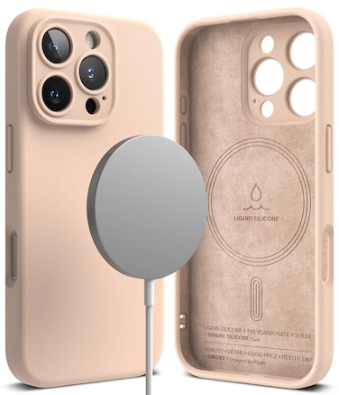 iPhone 16 Pro Case Cover Silicone Magnetic Series Pink Sand