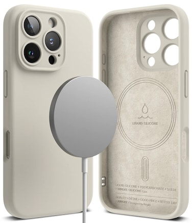 iPhone 16 Pro Case Cover Silicone Magnetic Series Stone
