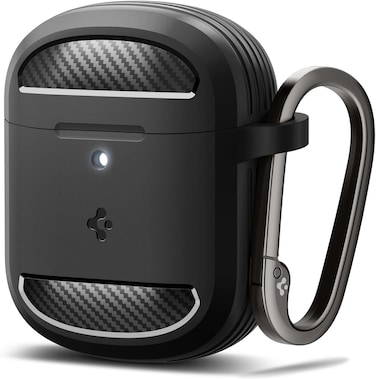 Spigen Rugged Armor designed for Google Pixel Buds Pro 2 case (2024) and Pixel Buds Pro 1 (2022) case cover with Carabiner - Matte Black