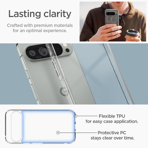 Spigen Ultra Hybrid designed for Google Pixel 9 Pro XL case cover - Crystal Clear