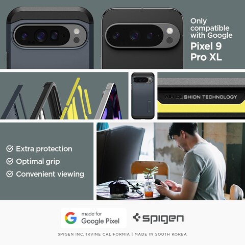 Spigen Tough Armor designed for Google Pixel 9 Pro XL case cover with Extreme Impact Foam - Metal Slate