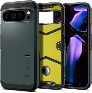 Spigen Tough Armor designed for Google Pixel 9 Pro XL case cover with Extreme Impact Foam - Abyss Green
