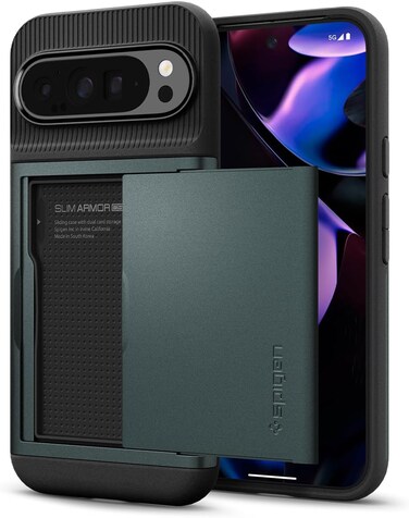 Spigen Slim Armor CS designed for Google Pixel 9 Pro XL case cover wallet with card slot - Abyss Green