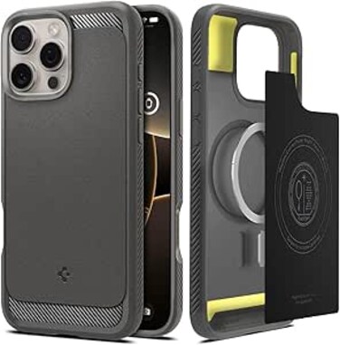 Spigen Rugged Armor MagFit for iPhone 16 Pro MAX case cover (2024) [MagSafe compatible] - Gray