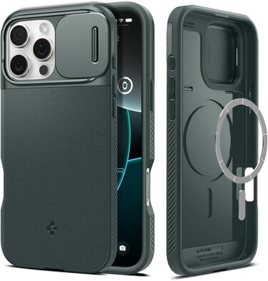 Spigen Optik Armor MagFit for iPhone 16 Pro Max case cover (2024) MagSafe compatible - Abyss Green
