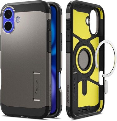 Spigen Tough Armor MagFit AI designed for iPhone 16 Plus case cover (2024) MagSafe compatible - Gunmetal