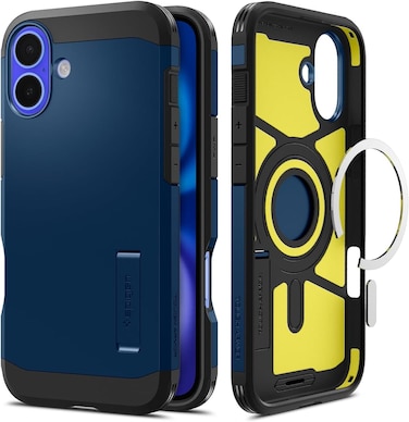 Spigen Tough Armor MagFit AI designed for iPhone 16 Plus case cover (2024) MagSafe compatible - Navy Blue