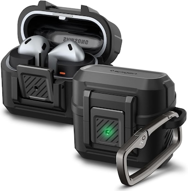 Spigen Lock Fit designed for Samsung Galaxy Buds3 case and Galaxy Buds 3 Pro case cover (2024) Secure Lock Protection with Carabiner - Matte Black
