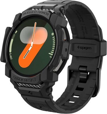 Spigen Rugged Armor Pro designed for Samsung Galaxy Watch 7 40mm Case with Band (2024) - Matte Black