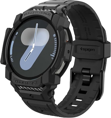 Spigen Rugged Armor Pro designed for Samsung Galaxy Watch 7 44mm Case with Band (2024) - Matte Black
