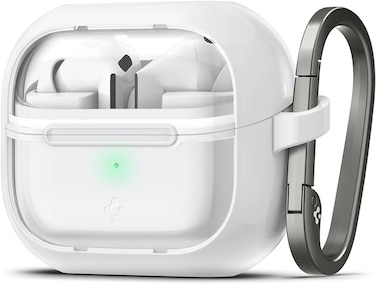Spigen Ultra Hybrid designed for Samsung Galaxy Buds3 case and Galaxy Buds 3 Pro case cover (2024) Protective Anti-Yellowing with carabiner - Jet White