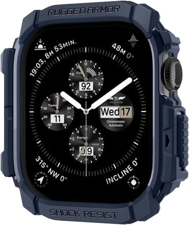 Spigen Rugged Armor designed for Apple Watch Series 10 (46mm) case cover (2024) Durable TPU - Navy Blue