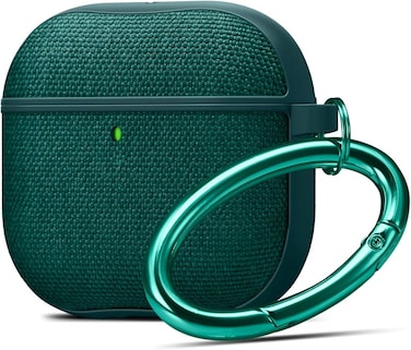 Spigen Urban Fit designed for AirPods 4 case cover (2024) 4th Gen Premium Fabric with Carabiner - Midnight Green