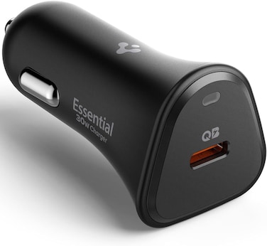 Spigen ArcStation Essential USB C Car Charger 30W Fast Charge [PD 30W and PPS] Quantum Boost Type C Car Adapter Super Fast Charging