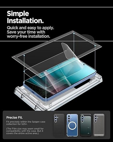 Spigen Elite Shield HD for Samsung Galaxy S25 PLUS Screen Protector (2025) Case Friendly Flexible Film with Auto Align install kit- [1 PACK]
