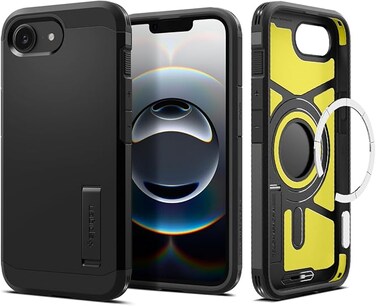 Spigen Tough Armor MagFit AI designed for iPhone 16E case cover (2025) MagSafe compatible - Black