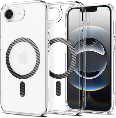Spigen Ultra Hybrid MagFit designed for iPhone 17e (2026) / iPhone 16E case cover [MagSafe compatible] (2025) - Clear Carbon Fiber