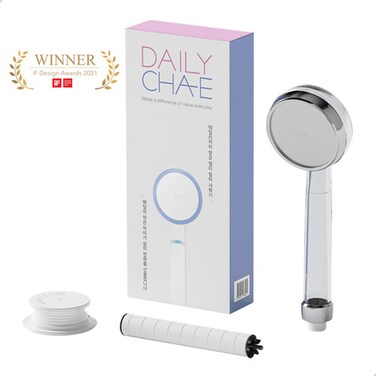 DailyCha-E Korean Multi Filtered Shower Head - Twin Shower Filter System - High Pressure Shower Head - Water Filter for Hair Loss - Chlorine Removal (Clear)