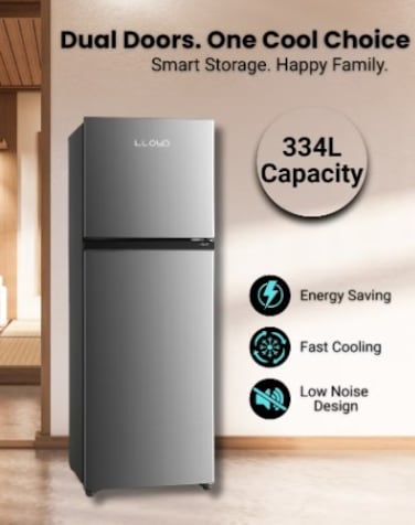 LLOYD 364Liters Topmount Double Door Refrigerator Silver Color GOFF364HWST1HC