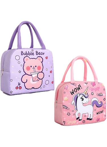 YWhalep 2 Packs Kids Lunch Bag for Girls Boys, School Reusable Lunch Bag Box for Kids, Insulated Lunch Tote Bag with Durable Handle for Children Travel Picnic