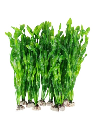 MyLifeUNIT Artificial Seaweed Water Plants for Aquarium, Plastic Fish Tank Plant Decorations 10 PCS (Green)