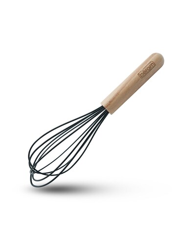 Silicone Whisk Cooking Utensil with Wooden Handles Heat Resistant BPA Free Non-Stick Kitchen Tools for Cooking Baking Mixing Stirring Serving Frying Grilling&acirc;&euro;&ldquo;Black (Single Whisk)
