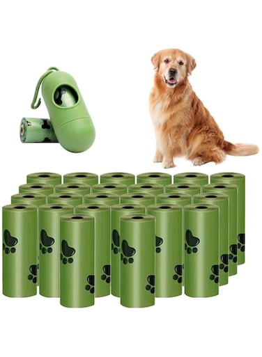 Dog Poop Bag Rolls - 26 Rolls of Thick and Strong Green Doggy Poop Bags 20x30 mm, with Dog Leash Clip and Poop Bag Dispenser - 100% Leak Proof Pet Waste Bags for Easy Cleanup