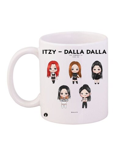 Itzy-Dalla Dalla Printed Coffee Mug White/Red/Brown 11ounce
