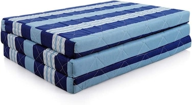 Karpentone Tri-3-Pieces Foldable Foam Mattress For Travel Camp Guest Mattress with Cover - Single Size 180x90 CM (Blue)