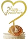 Anniversary Premium Acrylic Cake Topper, Gold Heart Design, Cupcake Muffins Sweet Treats Decoration Romantic Couple Gift Idea Present Baking Tools, Lovely Present, Table Setting