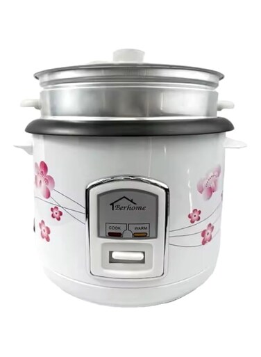 Rice Cooker Automatic 3 in 1 Functions Non-Stick, Automatic Shut Off with Overheat Protection, 1.8 L. Large capacity, 900 W. (White)