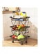 BEROZA Kitchen storage basket, roller trolley fruit and vegetable basket, foldable metal storage rack, installation-free practical storage cart，household anti-rust practical rack (3-Tier, Black)