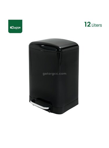 Pedal Garbage Bin &acirc;&euro;&ldquo; 12L Black Powder-Coated Steel