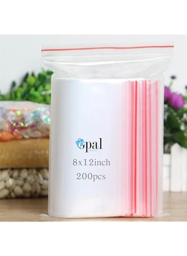 Opal Clear Plastic Ziplock Bags Poly Bag,Packaging,Zipper,Resealable Grip n for Snacks Bakery Cookies Candies wedding Gifts Party Favor Food Craft supplies (300pieces, 8x12inch x30cm)