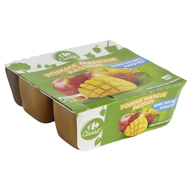 Carrefour Classic Apple, Mango and Passion Fruit Compote No Added Sugar, 100g, Pack of 4