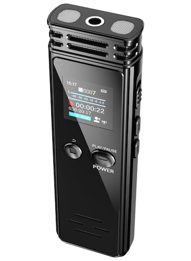 Compact Audio Recorder 128GB with Voice Detection and Built-in Speaker