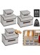 Storage Box, 6-Piece Organizer, Washable Organizer with 6-Piece Storage Bag with Lid, Foldable, Cloth Organizer for Closet, Wardrobe, Rack and Office (Gray)