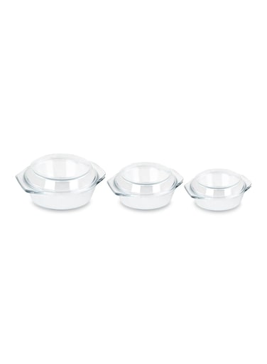 Smart Casserole Round Glass Baking Dish Borosilicate Multipurpose Round Bake and Serve Class Casserole with Lid 0.7L/1.0L/1.5L 3 Pc by Home Smart