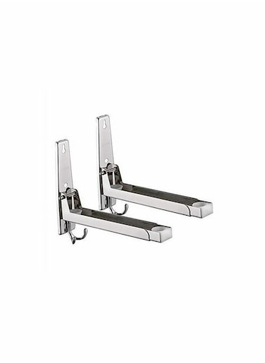 304 Stainless Steel Microwave Oven Wall Mount Stand Holder Shelf Rack with Removable Hook